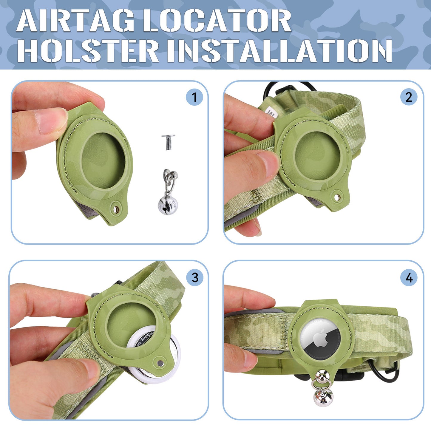 Cross-border new dog collar airtag locator anti-lost pet collar; Pet Collar with AirTag Case Holder