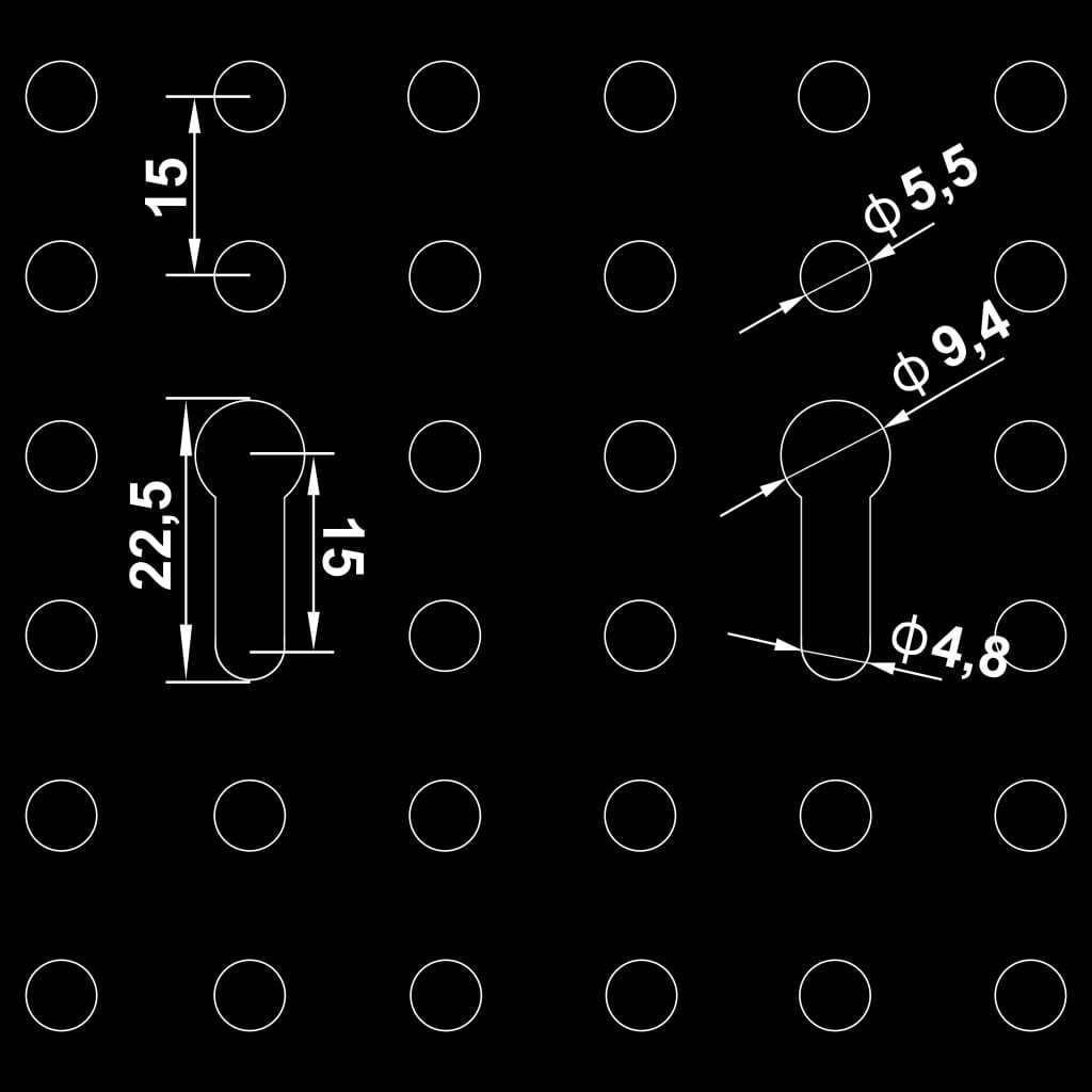 Wall-mounted Peg Boards 3 pcs 15.7"x22.8" Steel