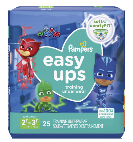 Pampers Easy Ups Training Underwear Boys Size 4 2T-3T, 25 Count