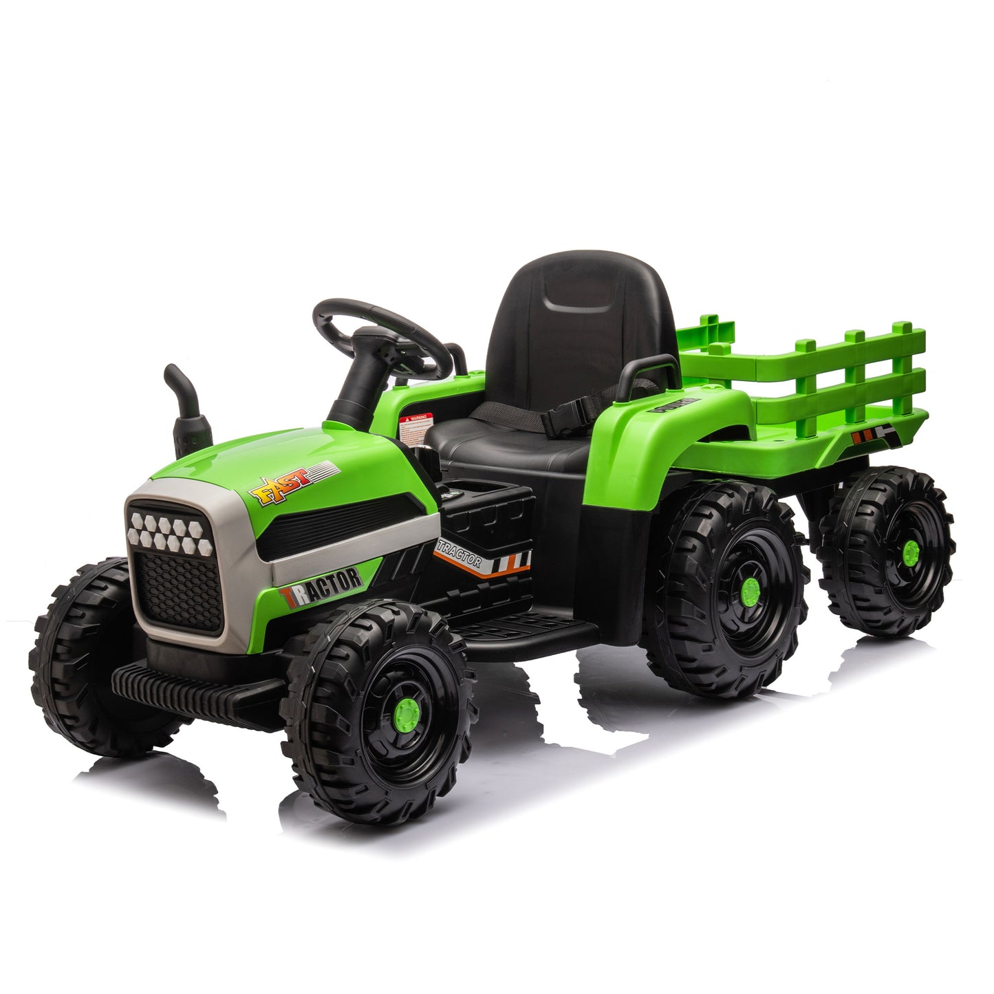 Ride on Tractor with Trailer,24V Battery Powered Electric Tractor Toy, 200w*2motor 1.86-4.97MPH/Remote Control,electric car for kids,Three speed adjustable,USB,MP3 ,Bluetooth,LED light, safety belt