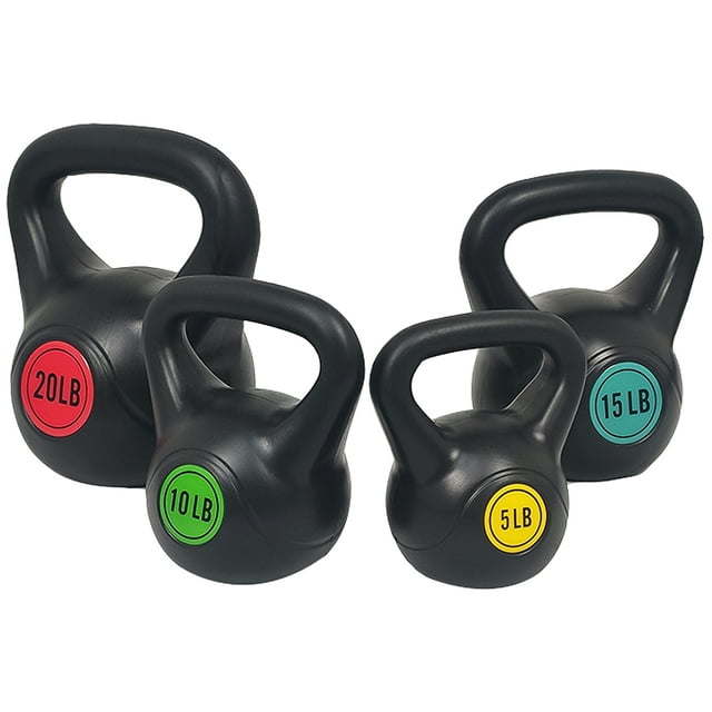 Wide Grip Kettlebell Exercise Fitness Weight Set, 3-Pieces