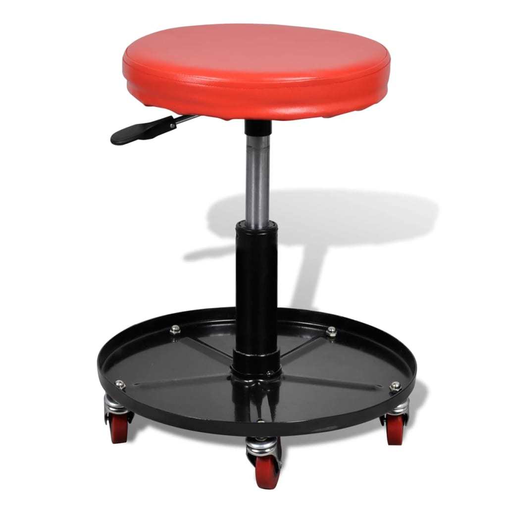 Adjustable Mechanic Rolling Seat Stool Garage Shop Stool Round