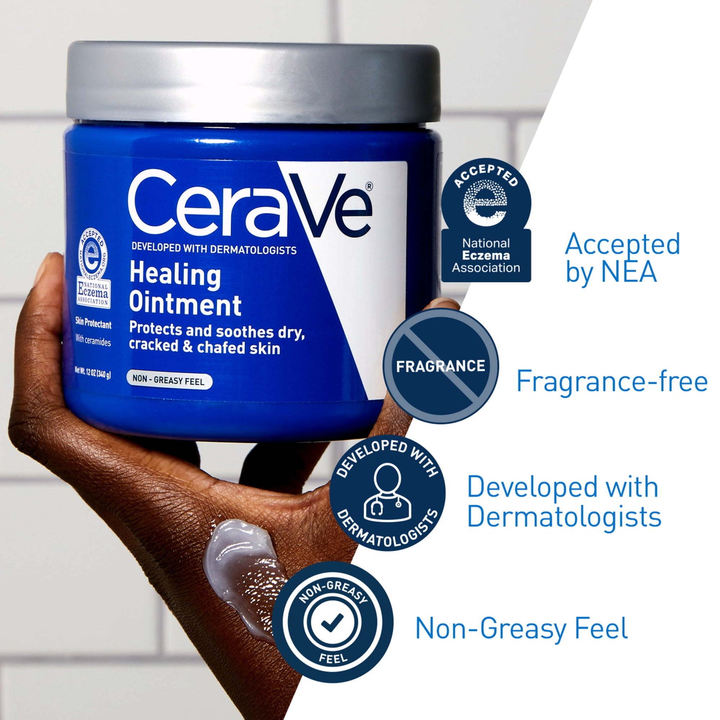 CeraVe Healing Ointment for Face & Body, Protects and Soothes Dry, Cracked, & Chafed Skin 12 oz