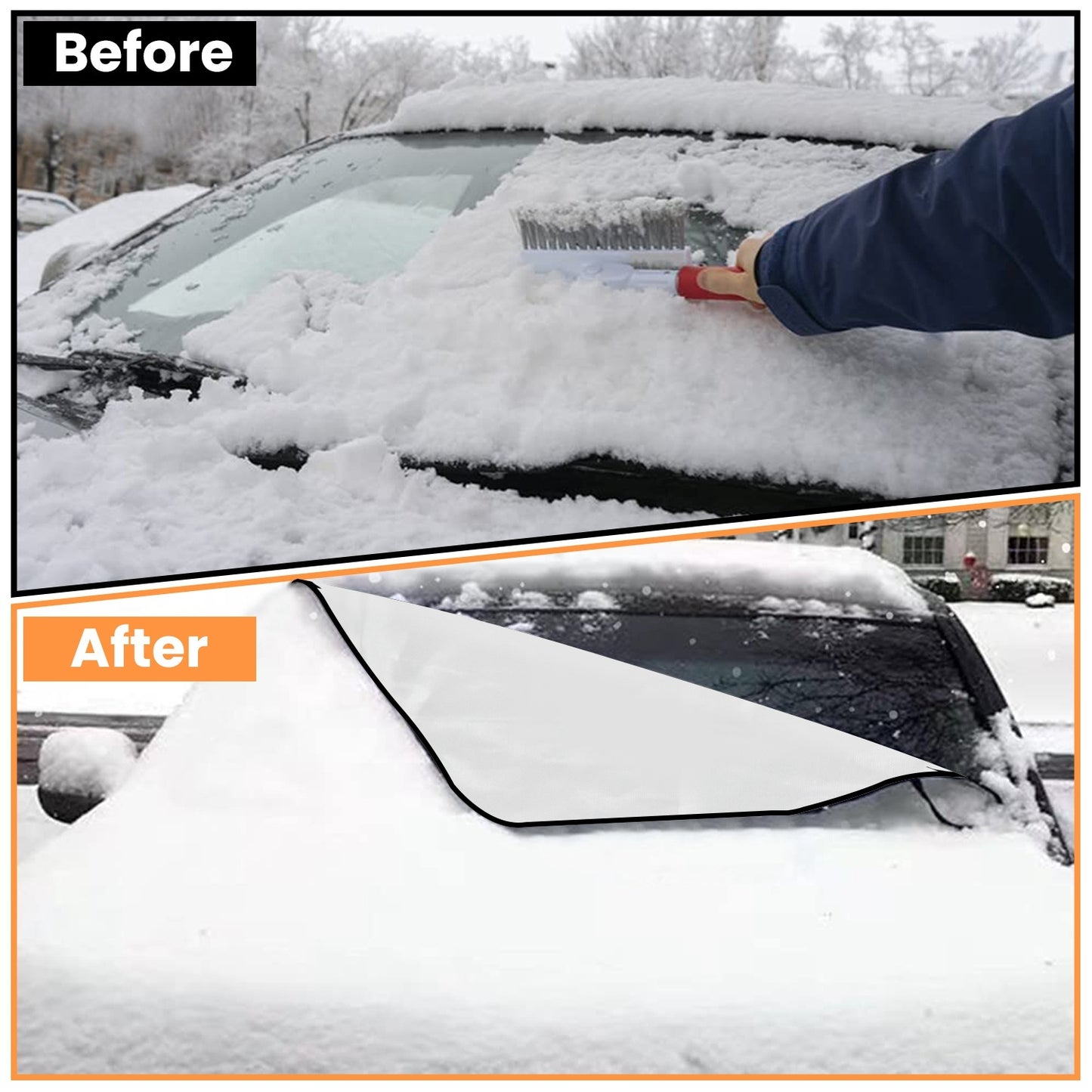 Magnetic Car Windshield Cover Front Rear Car Windshield Protector against Snow Sun Dirt Leaves Fit for All Cars Oxford Fabric Waterproof Heat-Resistant