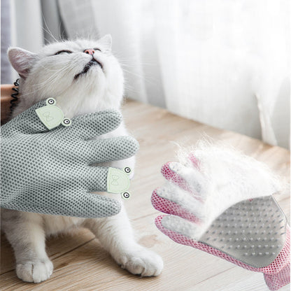 Pet Glove Cat Grooming Glove Cat Hair Deshedding Brush Gloves Cat Floating Hair Pet Hair Removal Brush Dog Bathing Massage Comb Silicone Hair Removal Gloves