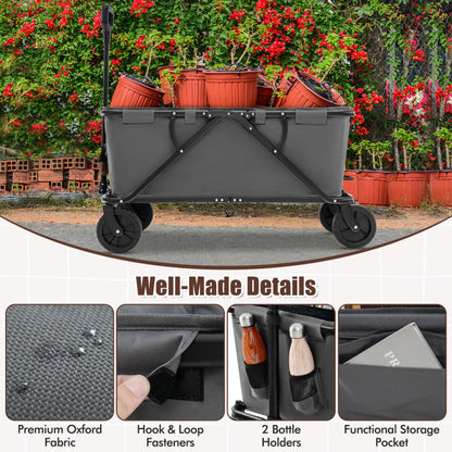 Collapsible Folding Wagon Cart with Adjustable Handlebar