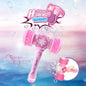 Kids Bubble Wand Blower Bubble Hammer, music and Light up automatic bubble machine, Girls outdoor Fun bubble toy, Birthday Party Easter Gift for 3-8 years old toddler Boys Girls (pink)