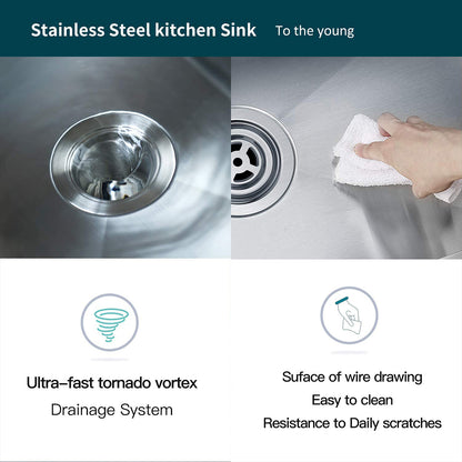 22.5 inch Undermount 16 Gauge Single Bowl Stainless Steel Kitchen Sink, Bar Sink