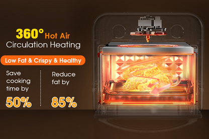 25L Intelligent oil-free cooking air oven 16 quart XL size 1500W electric oven separated oil filter 360° air circulation timer and non-stick pan low fat cooking