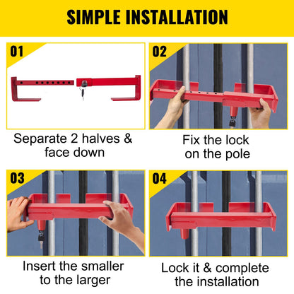 VEVOR Cargo Container Lock 9.84"-17.32" Locking Distance,Semi Truck Door Locks with 2 Keys, Shipping Container Accessories Red Powder-Coated with Spring Lock (Small Size)