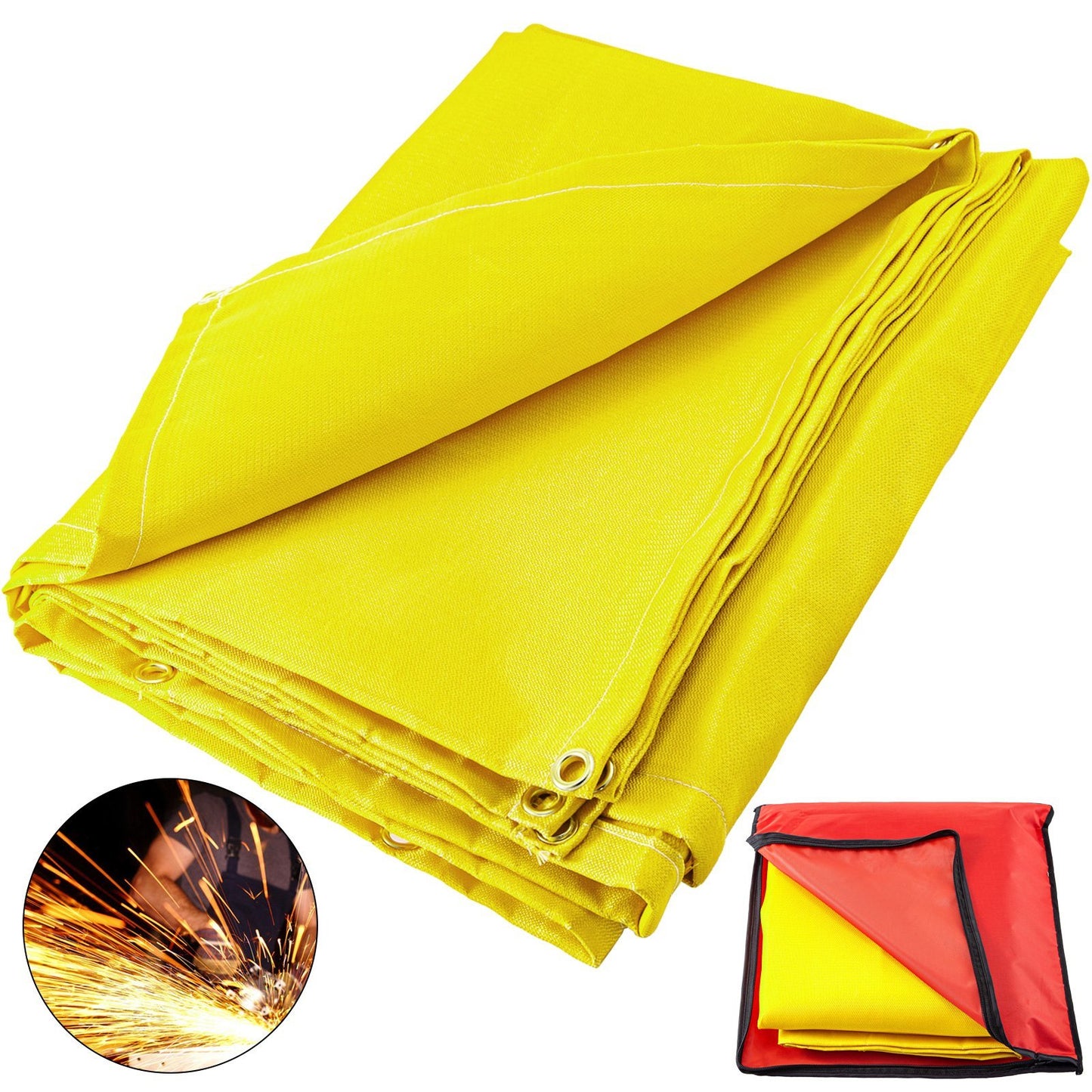 VEVOR 6 x 10 Ft Welding Blanket Gold Fiberglass Blanket Portable Fiberglass Fire Retardant Blanket Welding Mat Welding Fireproof Thermal Resistant Insulation With Carry Bag