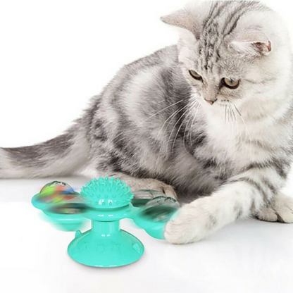 New Pet Windmill Cat Toys Fidget Spinner for Kitten with LED and Catnip Ball XH