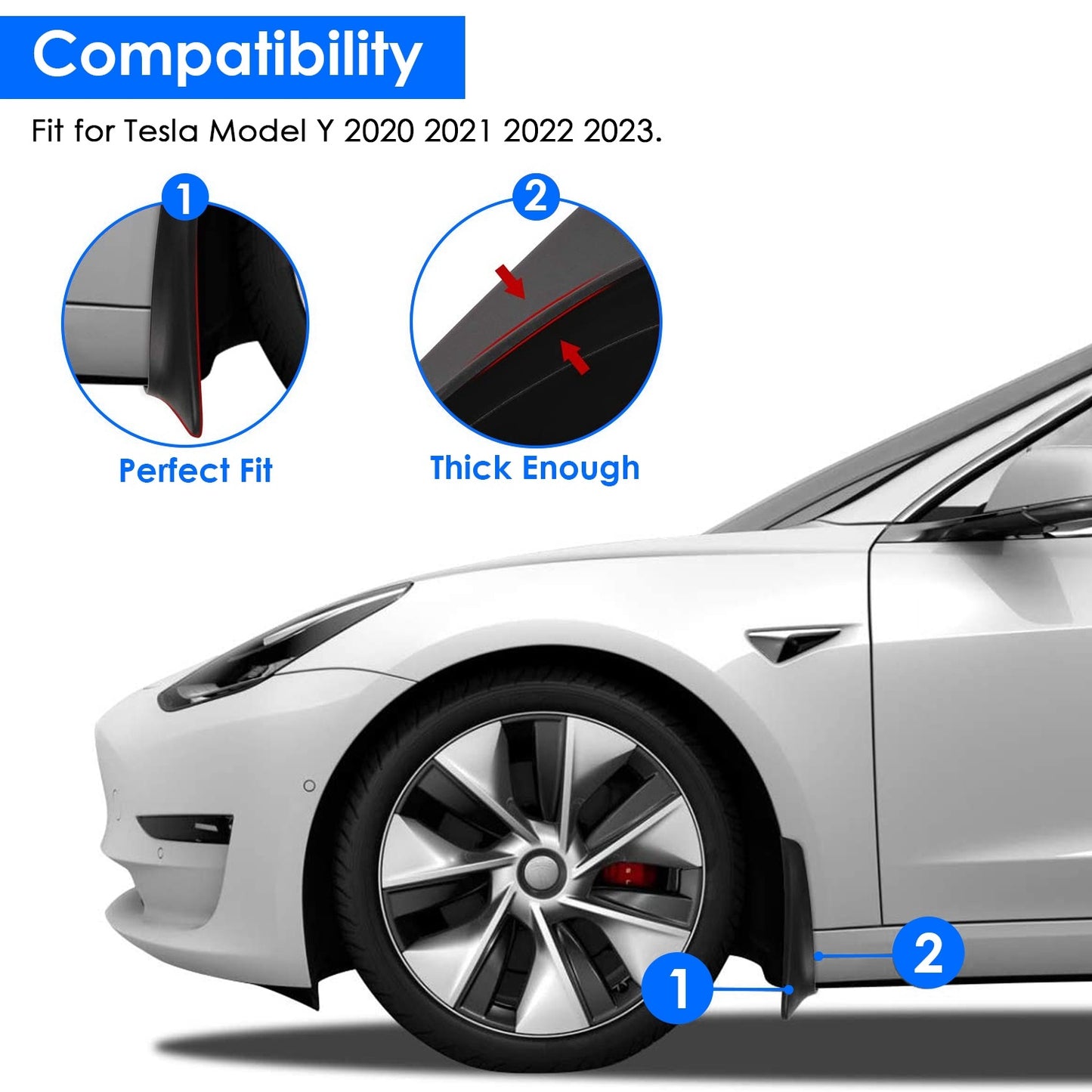 Mud Flaps Splash Guards Replacement No Drilling Splash Guards Fenders Vehicle Sediment Protection for Tesla Model Y