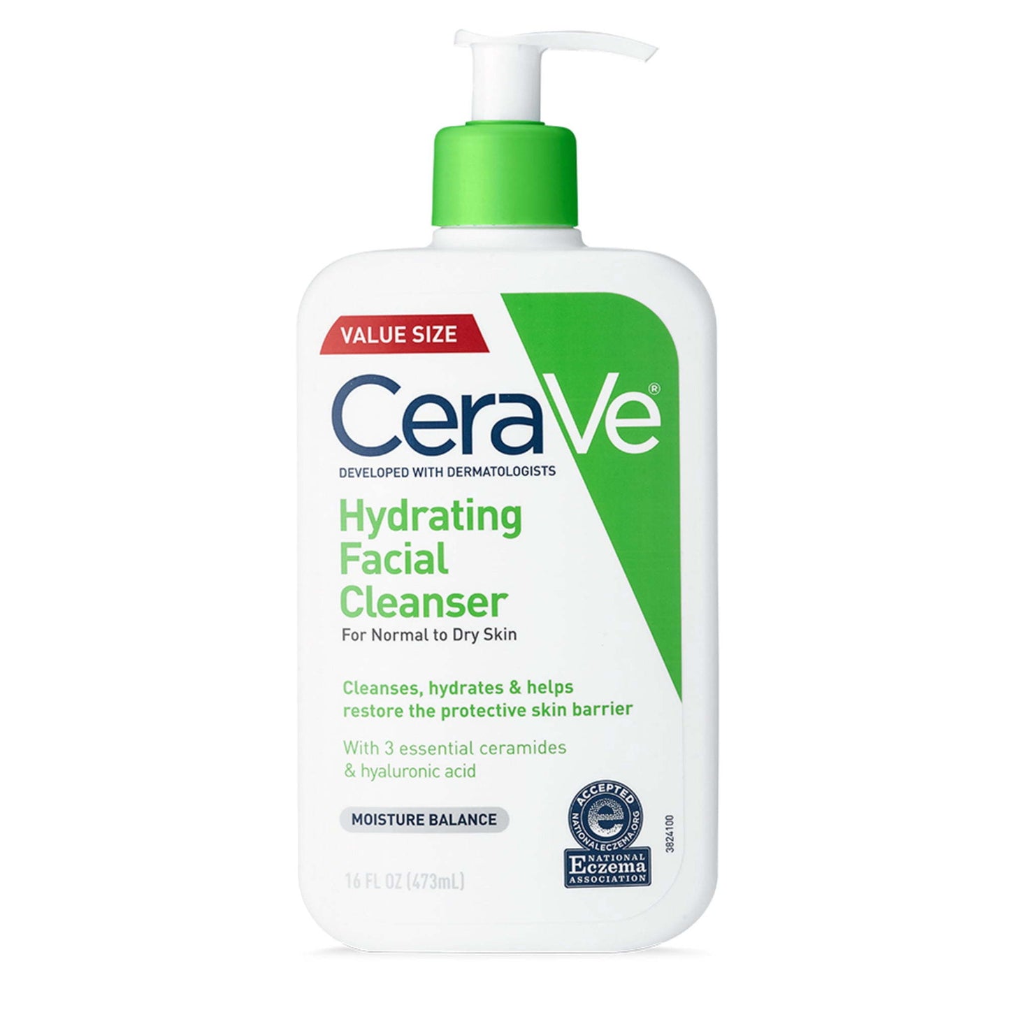 CeraVe Hydrating Facial Cleanser for Normal to Dry Skin, Daily Face Wash for Dryness, 16 fl oz.