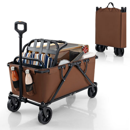 Collapsible Folding Wagon Cart with Adjustable Handlebar