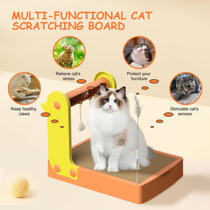 5-in-1 Cat Scratching Board Set Durable Cardboard Reversible Double-sided Design with Bell Interactive Cardboard Cat Toy Indoor Cat Scratching Board