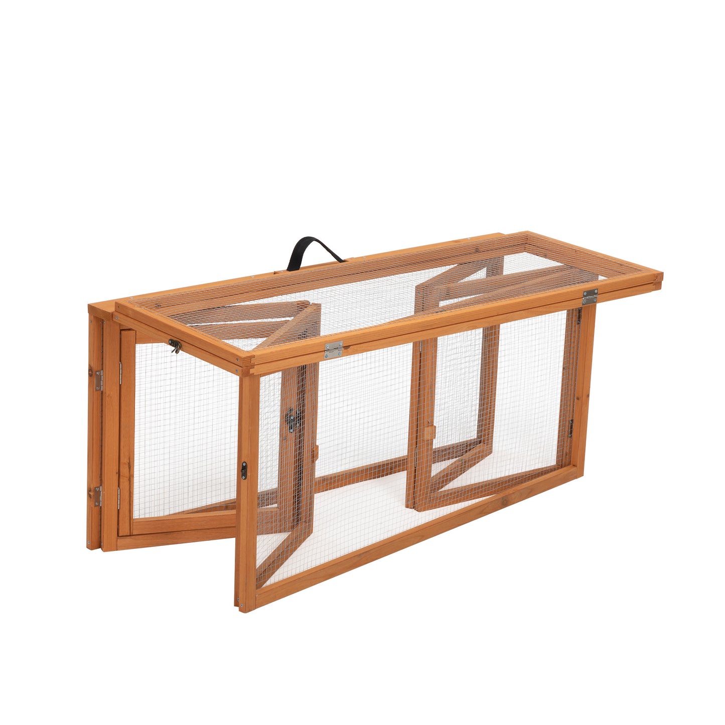 Folding Rabbit Hutch with Roosting Bar;  Wood Collapsible Guinea Chick Run;  Outdoor Bunny Cage;  Portable XH