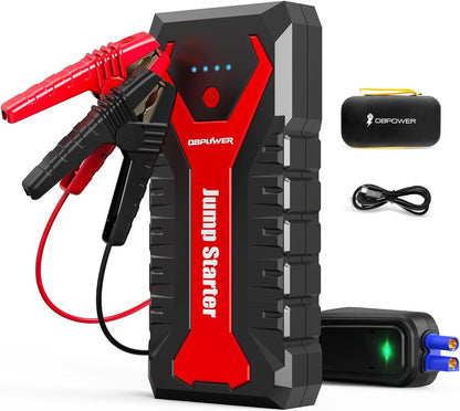 DBPOWER 3000A/80.66Wh Portable Car Jump Starter (UP to 10.0L Gas/8.0L Diesel Engines) 12V Auto Lithium-Ion Battery Booster with Smart Clamp Cables, Quick Charge, and LED