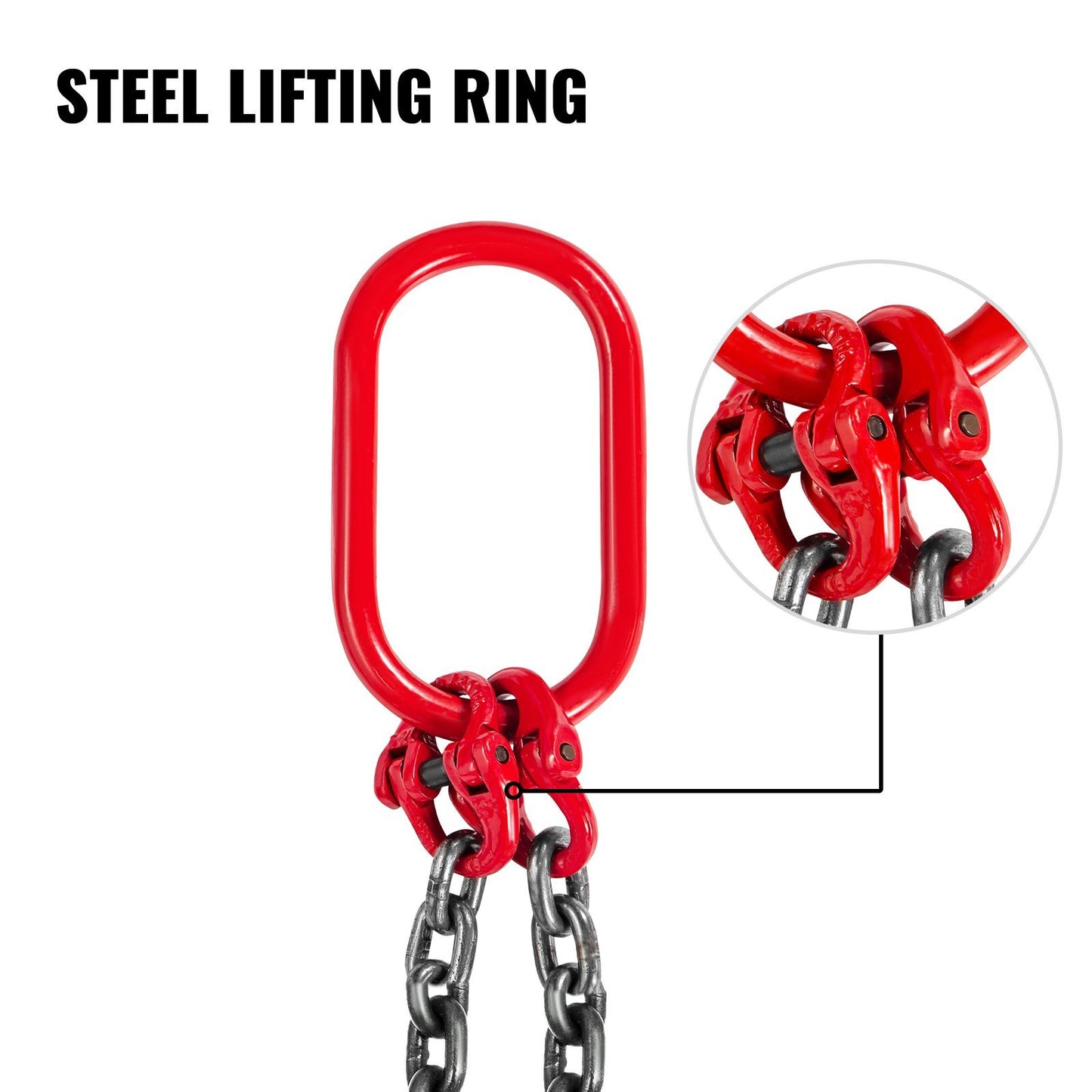 VEVOR 6FT Chain Sling 5/16 in x 6 ft Double Leg with Grab Hooks Sling Chain 3T Capacity Double Leg Chain Sling Grade80 (0.31In x 6Ft Double Leg Sling)