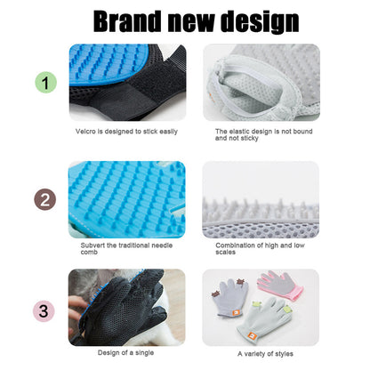 Pet Glove Cat Grooming Glove Cat Hair Deshedding Brush Gloves Cat Floating Hair Pet Hair Removal Brush Dog Bathing Massage Comb Silicone Hair Removal Gloves