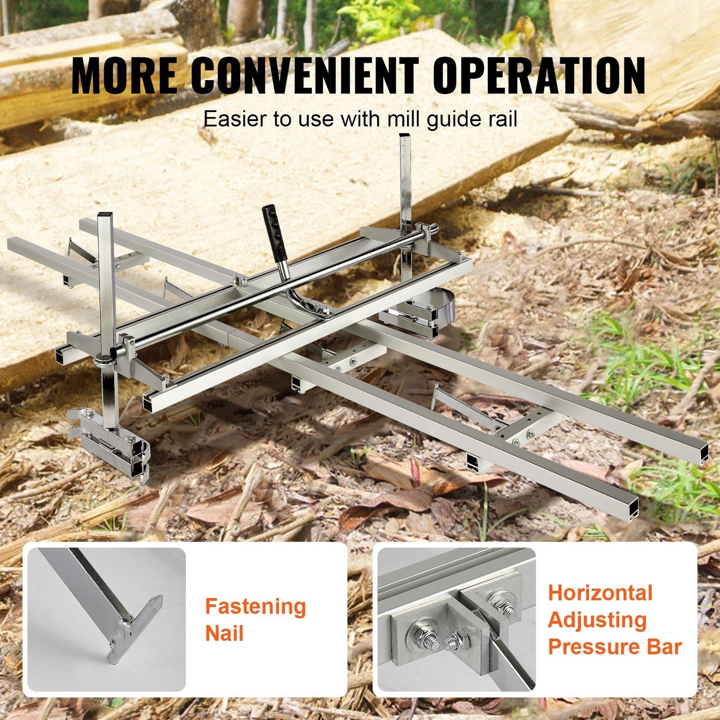 VEVOR Chainsaw Mill and Rail Mill Guide System, Portable Sawmill 14"-36" Guide Bar, 9ft Aluminum Saw Milling Rail Guide with Chainsaw Planking Mill for Woodworkers and Carpenters