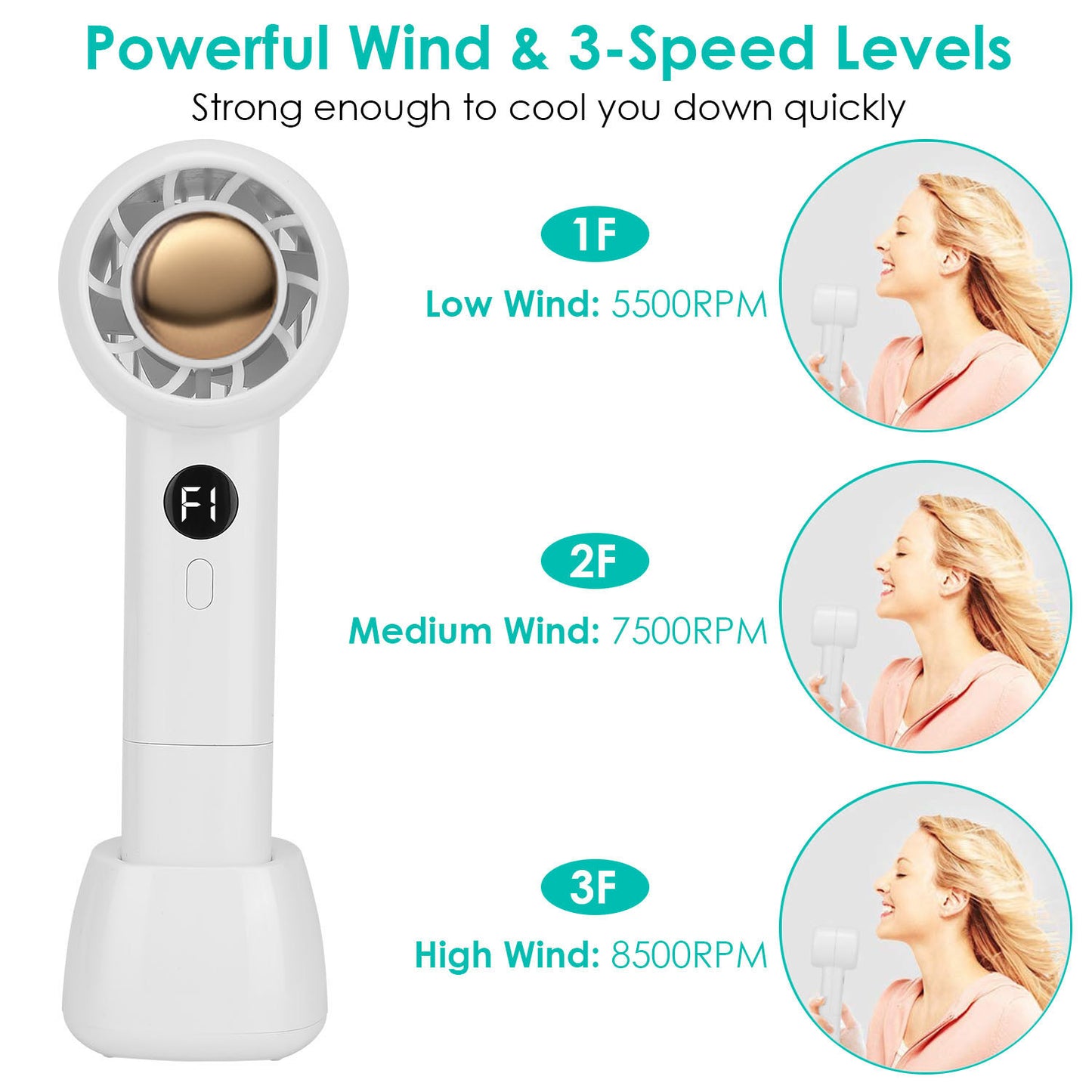 Mini Portable Fan USB Rechargeable Handheld Cooling Fan