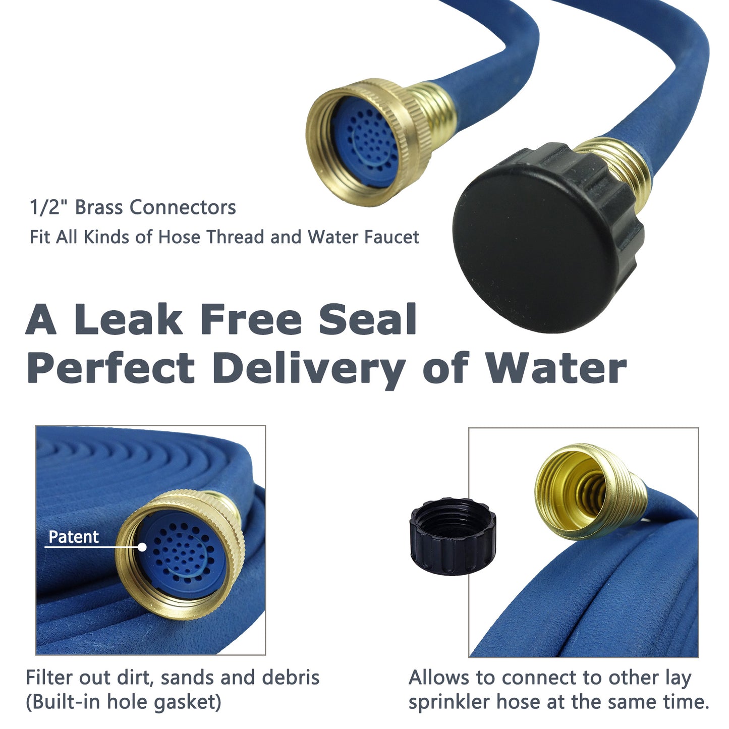 FLORIAX Garden Flat Soaker Hose 1/2 in  More Water Leakage;  Heavy Duty;  Metal Hose Connector Ends;  Save 80% Water Great for Flower beds;  Seedling;  Landscaping