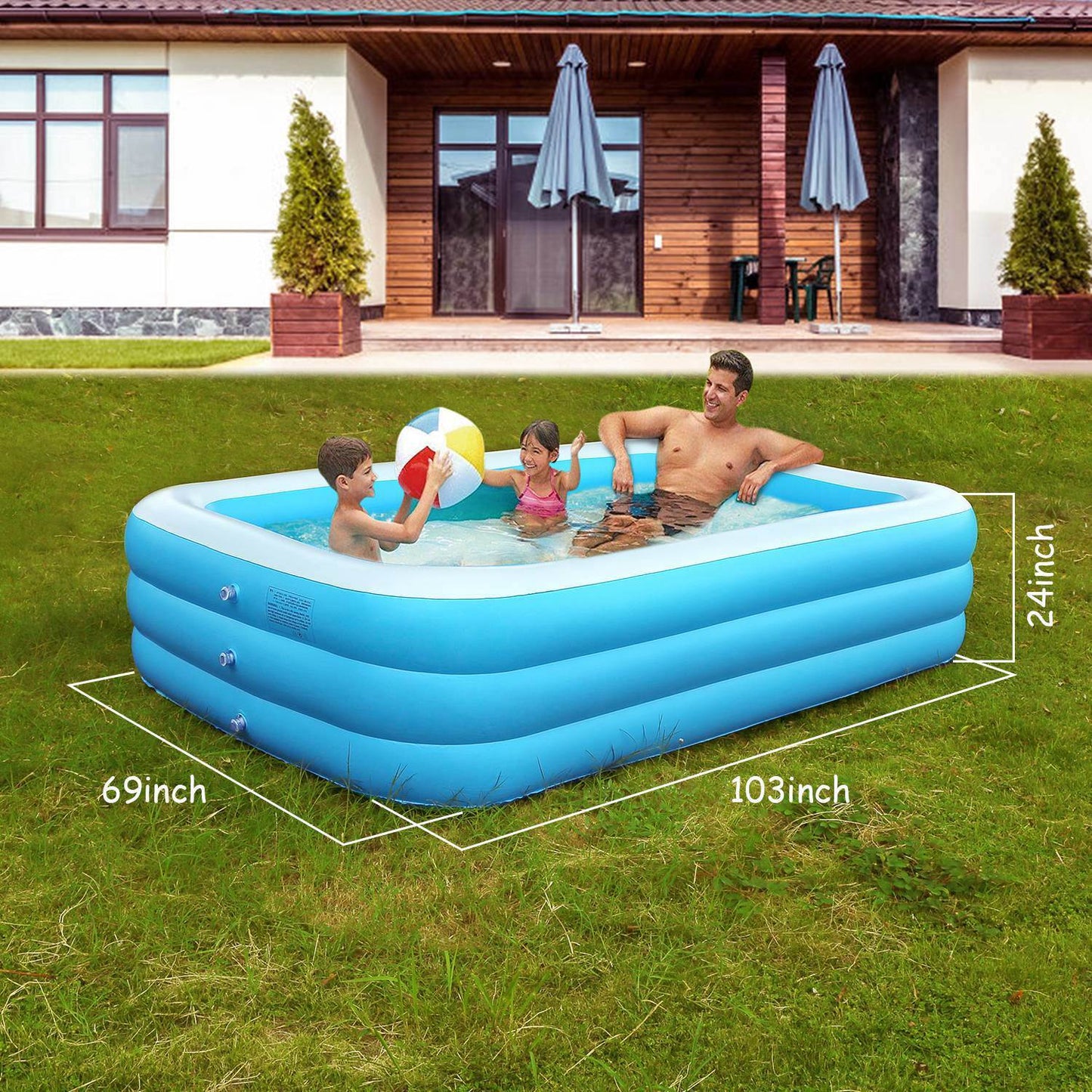 Inflatable Swimming Pools Family Swim Play Center Pool Blow up Kiddie Pool