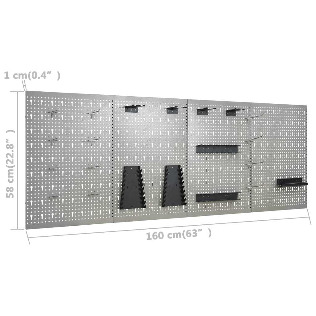 Wall-mounted Peg Boards 4 pcs 15.7"x22.8" Steel