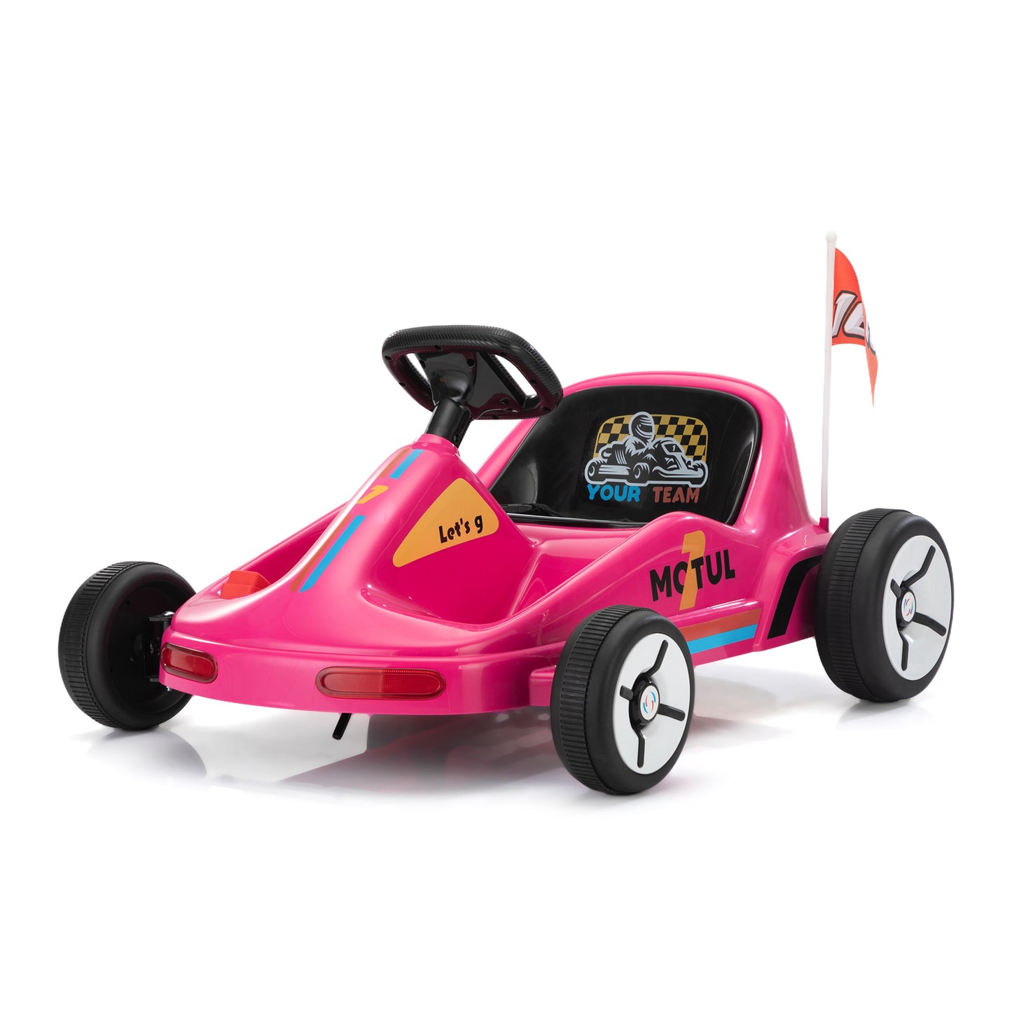 12V Kids Ride On Go Kart, Electric 4-Wheeler Car with Remote Control, Cushioned Seat, LED Lights, MP3 Music, Bluetooth, Pedal Control, Battery Powered Vehicle for 3-8 Years Old,Rosy