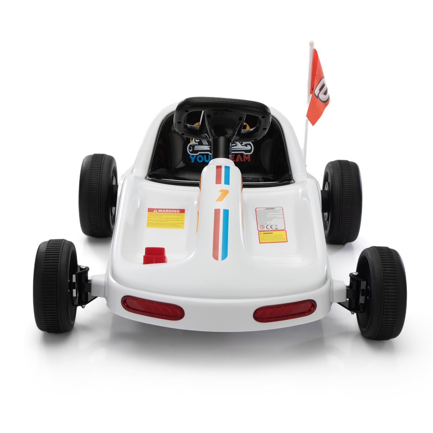 12V Kids Ride On Go Kart, Electric 4-Wheeler Car with Remote Control, Cushioned Seat, LED Lights, MP3 Music, Bluetooth, Pedal Control, Battery Powered Vehicle for 3-8 Years Old, White